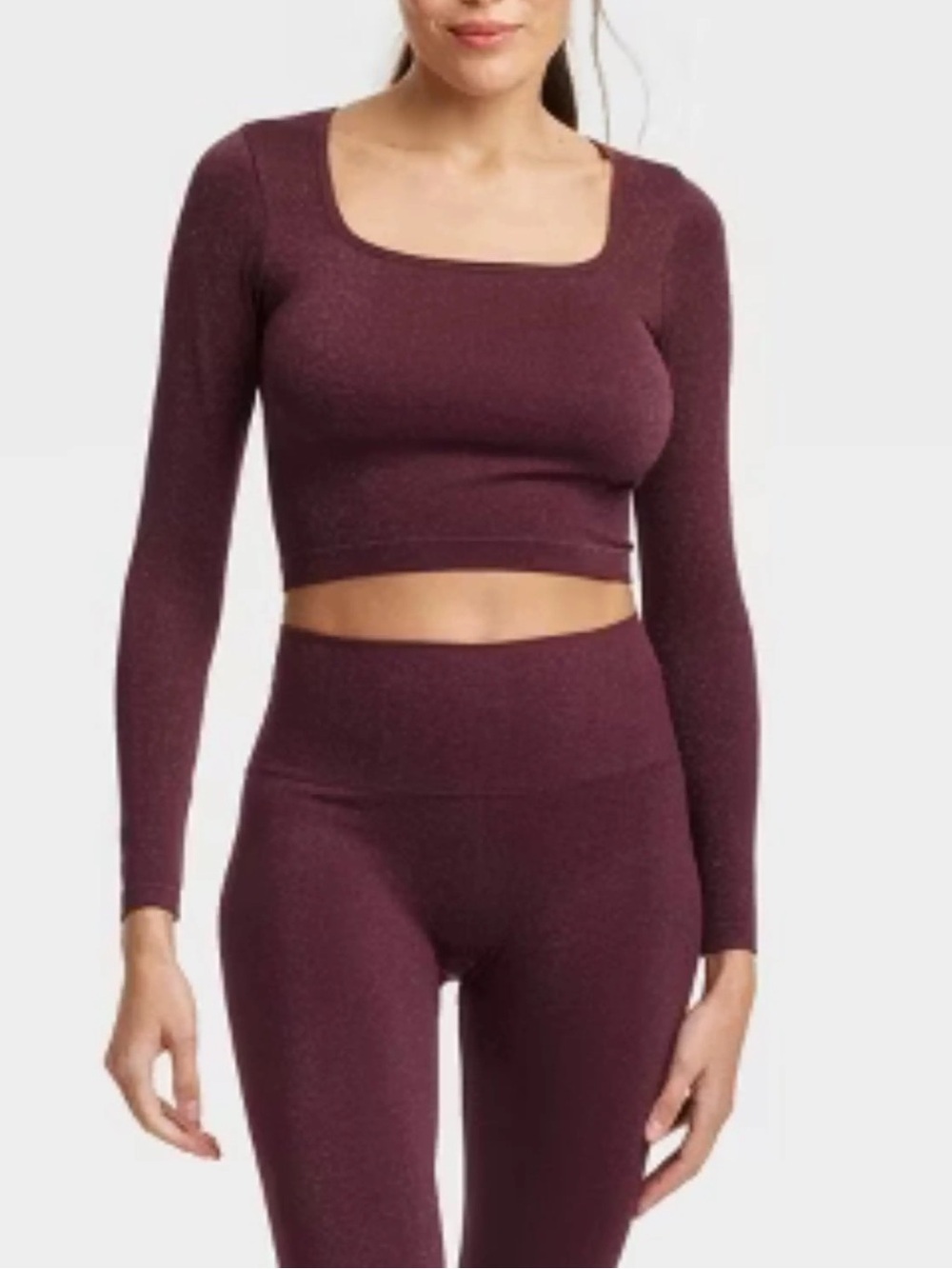 All in Motion Women's Lurex Long Sleeve Crop Top Size Small